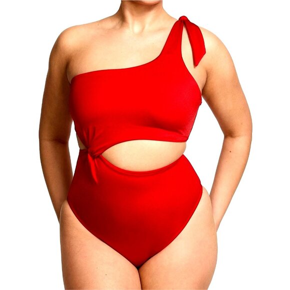 Victorias Secret Swim Twist 1 Shoulder Monokini‎ Womens XXL 1Piece Swimsuit Red - Picture 2 of 12